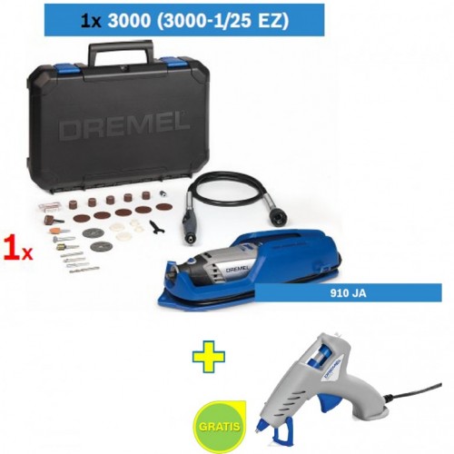 Višenamenski alat DREMEL 3000 sa 25 kom pribora + Pištolj za lepak Dremel 910