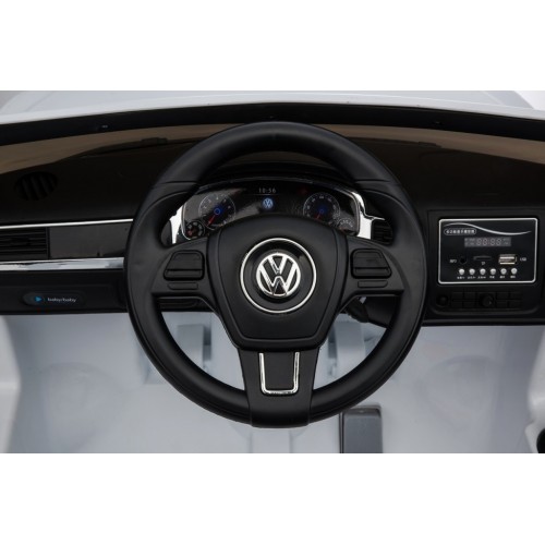 Auto na akumulator Volkswagen Touareg Licencirani sa kožnim sedištem i mekim gumama - Beli