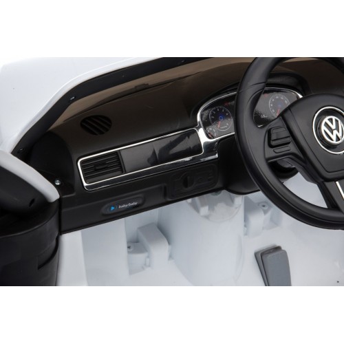 Auto na akumulator Volkswagen Touareg Licencirani sa kožnim sedištem i mekim gumama - Beli