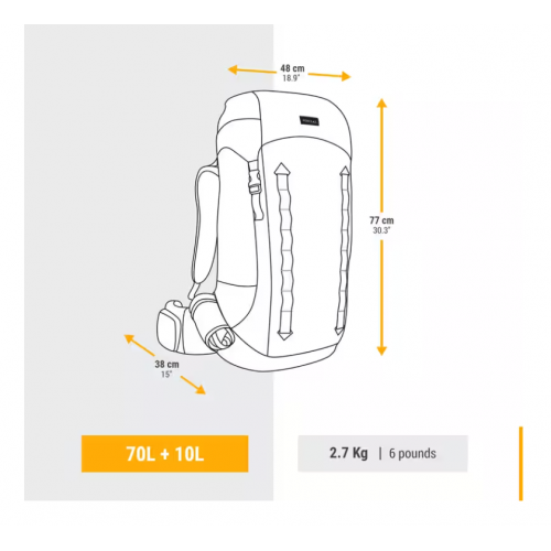 Forclaz ranac za treking muški 70+10L