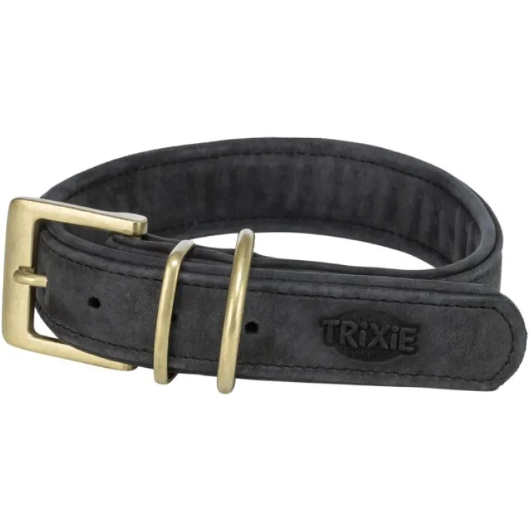 Kožna ogrlica S M 31 37 cm/30 mm crna