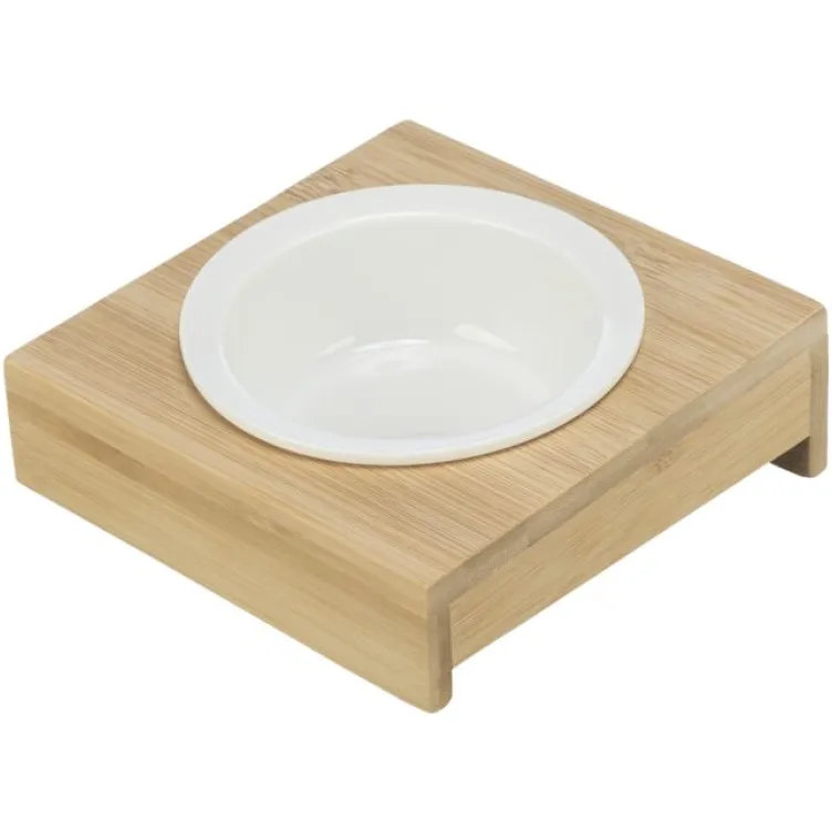 Set keramičkih činija na stalku od bambusovog drveta 0.25l 12cm 15x5x15cm bela činije