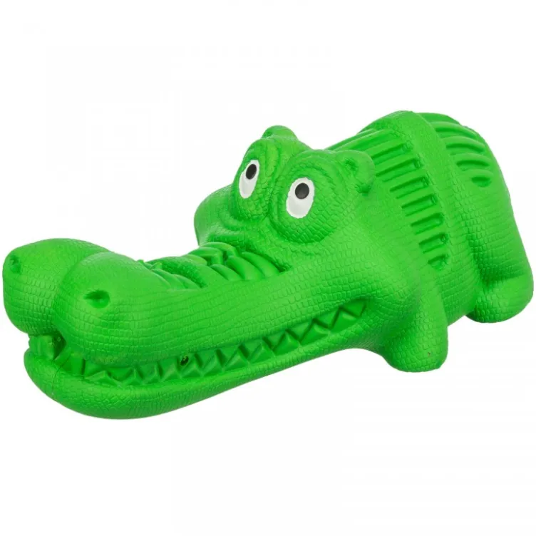 Krokodil za poslastice prirodna guma 18cm zeleni