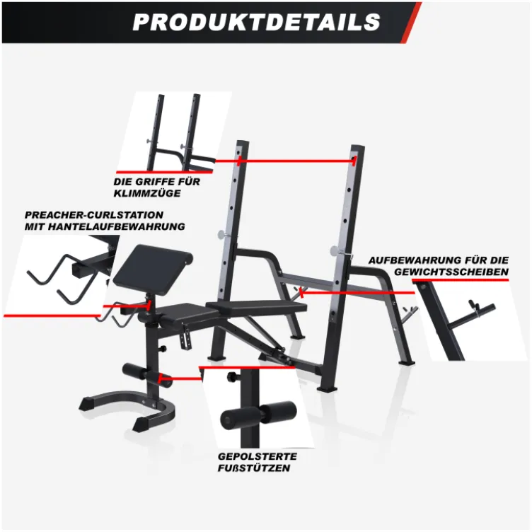 Benč klupa sa stalkom za šipku (Crna)
