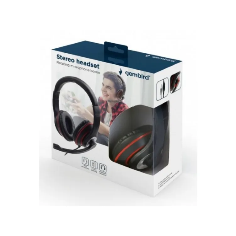 Gembird slusalica sa mikrofonom black-red