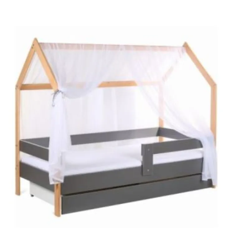 Krevet kućica sa fiokom i dušekom 160x80 Domek SIVA Bukva 