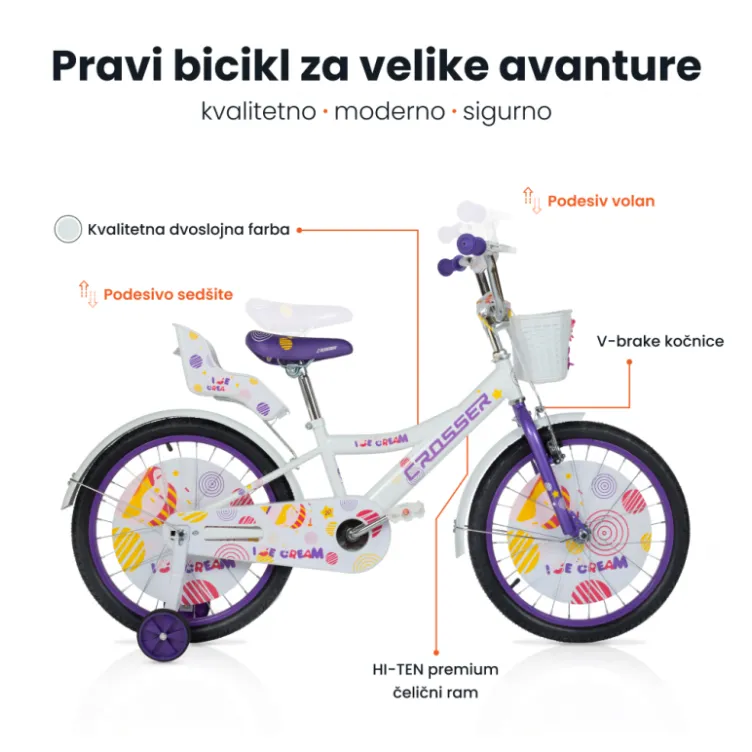 Dečija bicikla 20“ Ice-cream Ljubičasta SM-20107