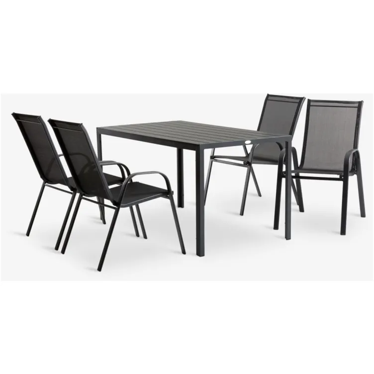 Jersore D140 trpezarijski sto + 4 Leknes stolice crni set