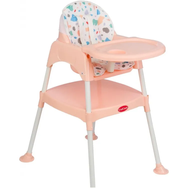 Stopice su obložene silikonskom gumom,protiv klizanje.  Hranilica se lako transformiše u sto i stolicu.  Namenjeno uzrastu od 12mes. pa navise