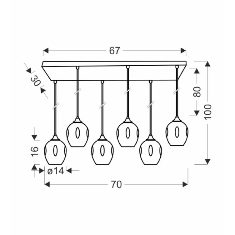 Aspa Viseća Lampa 6x40W E27