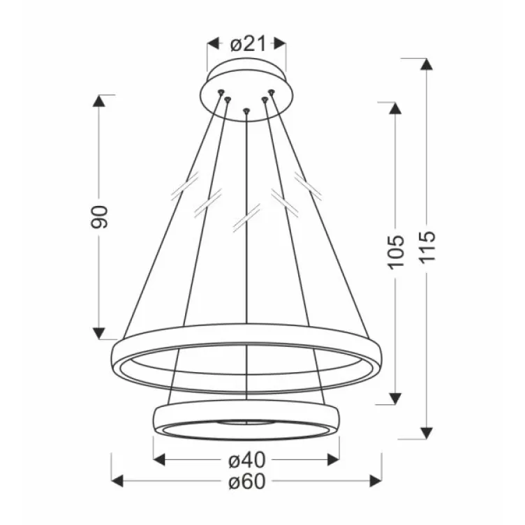 Hashim Visilica 60+40cm Zlatna 22W+34W LED Prozirni Kristali