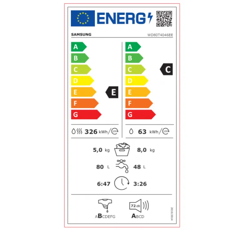 Mašina za pranje i sušenje veša Samsi+ung WD80T4046EE LE inverter 8kg