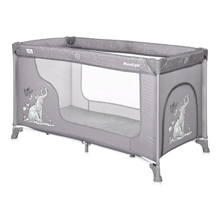 Prenosivi krevet Lorelli moonlight 1 nivo - grey fun