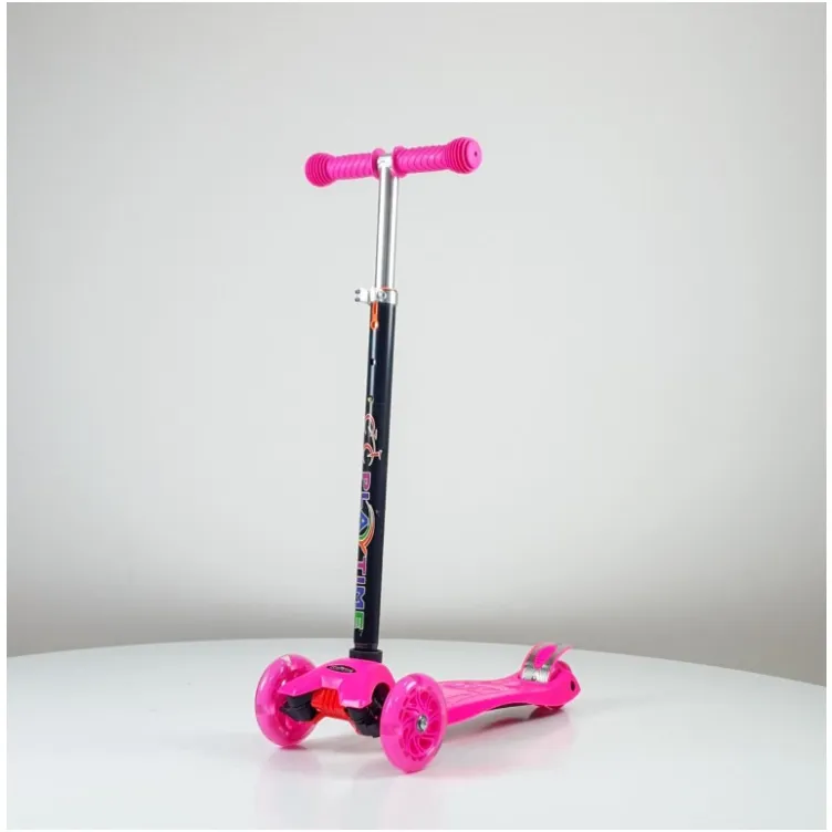 Trotinet za decu jednobojni sa svetlećim točkićima Roze 