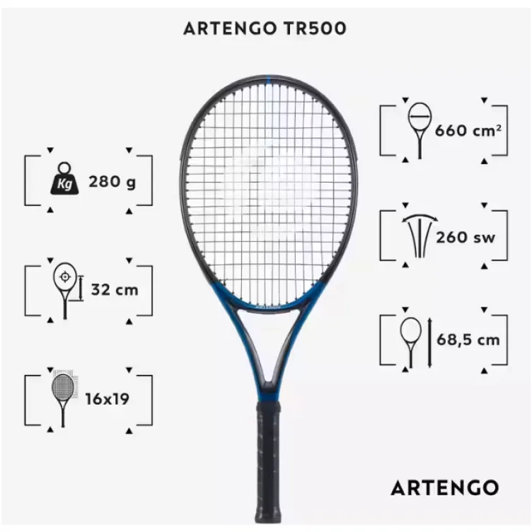 Teniski reket TR500 za odrasle plavi