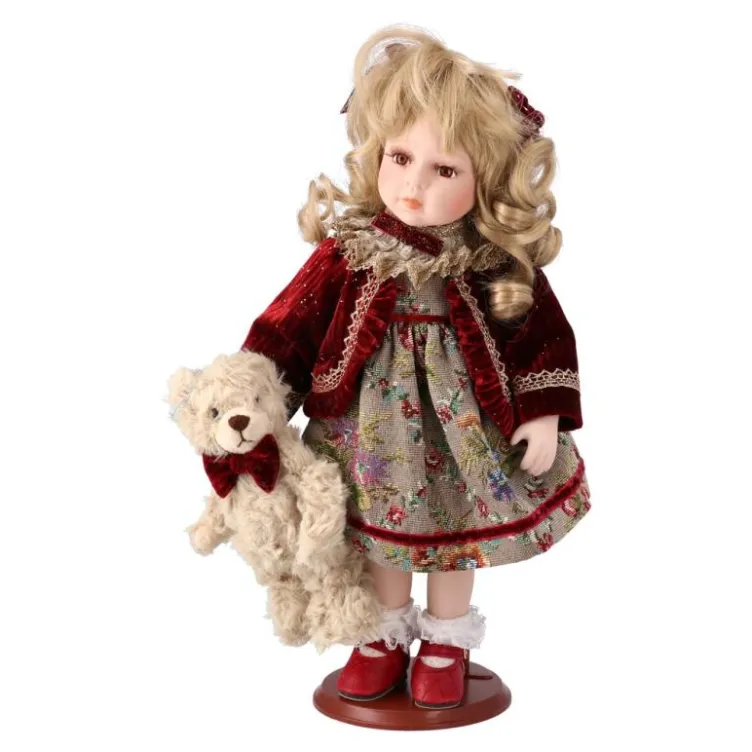 Bambola novogodišnja lutka devojčica sa medom 35cm