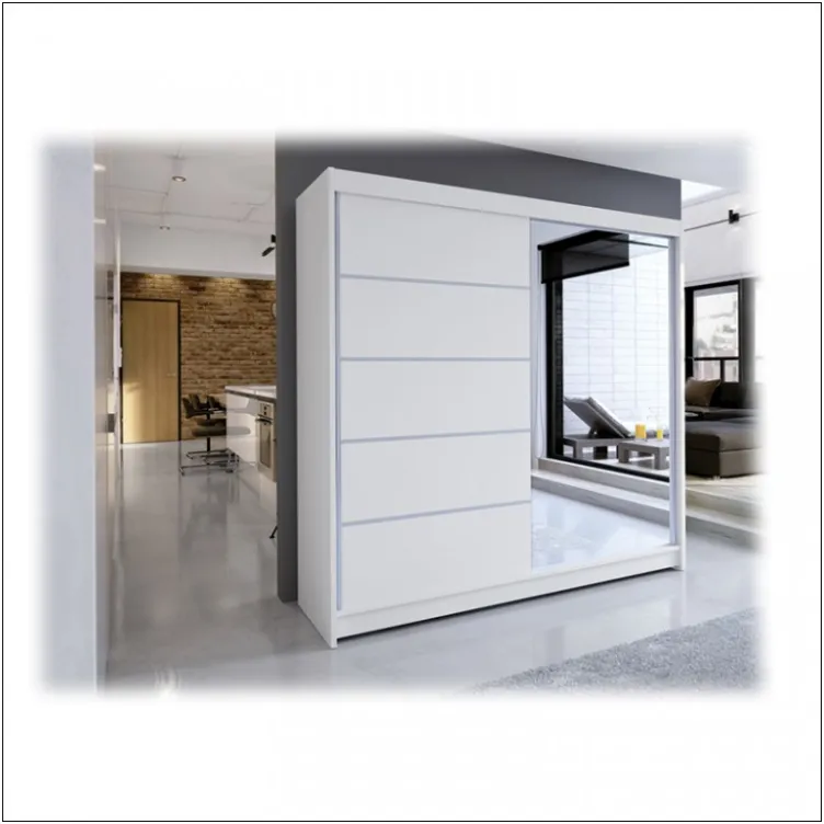 Klizni plakar Arti 3 Belo/Belo sa ogledalom