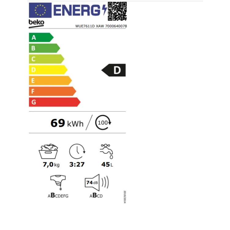 Inverter mašina za pranje veša BEKO WUE 7611D XAW ProSmart