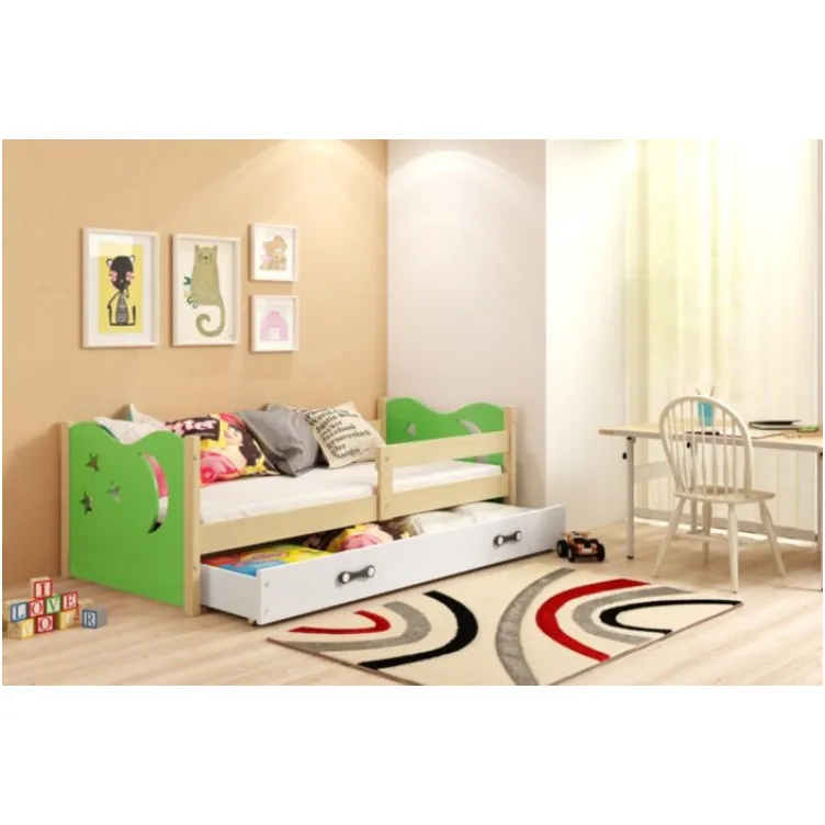 Dečiji krevet Elegant Pine zeleni 160x80 cm sa fiokom i dušekom