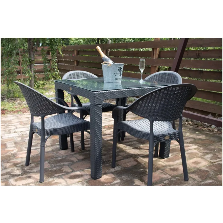 Sto 90x90 sa staklom Crni