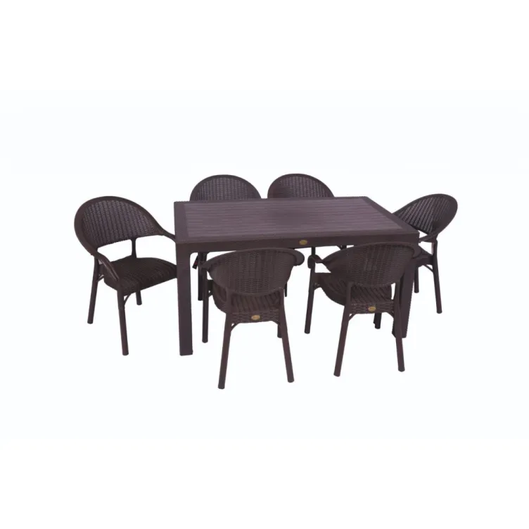 Bastenski set Bambu 6 stolice i sto 150x90 Braon 