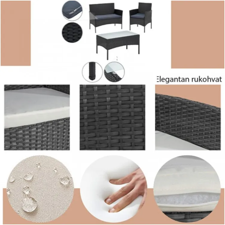 Baštenska garnitura crna Bay 22-6210B