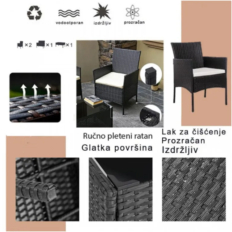 Baštenska garnitura crna Bay 22-6210B