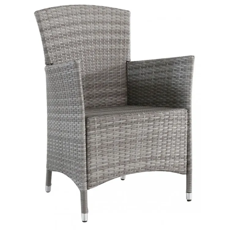 Baštenska Garnitura Od Ravnog Ratana Atlantic Siva - 4 Fotelje i Sto