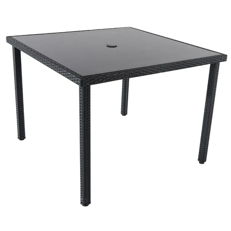 Baštenska Garnitura Od Ravnog Ratana PE Atlantic Crna - 4 Fotelej i Sto