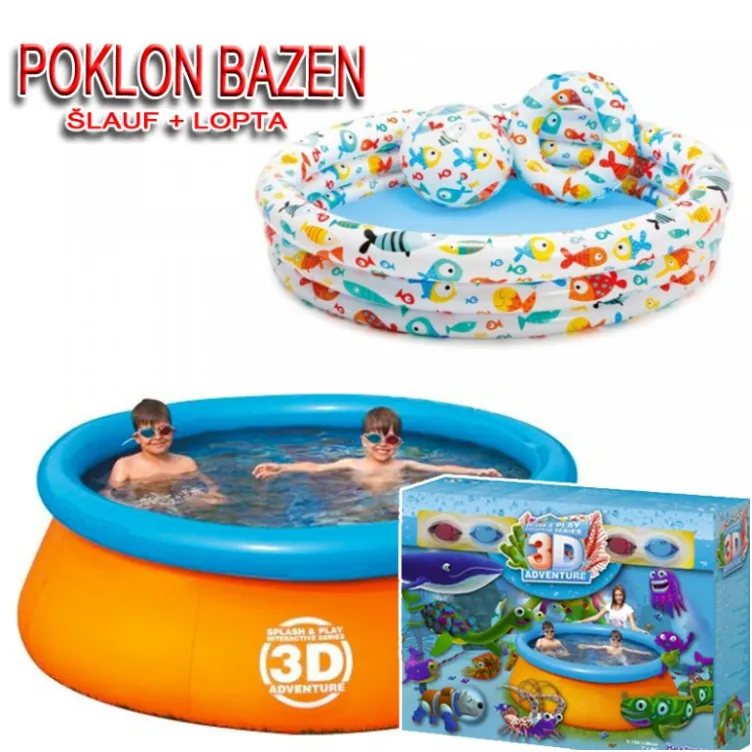 Bazen igraonica 3D Ariel + poklon bazen za decu+lopta+šlauf Bazen igraonica 3D Ariel + poklon bazen za decu+lopta+šlauf