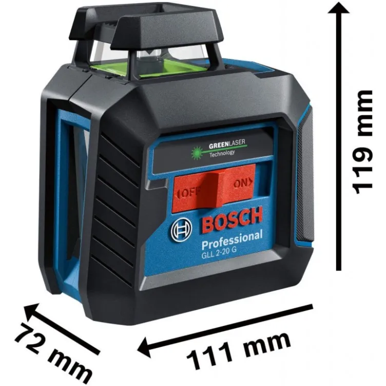 Samonivelišući zeleni linijski laser Bosch GLL 2-20 G + tašna