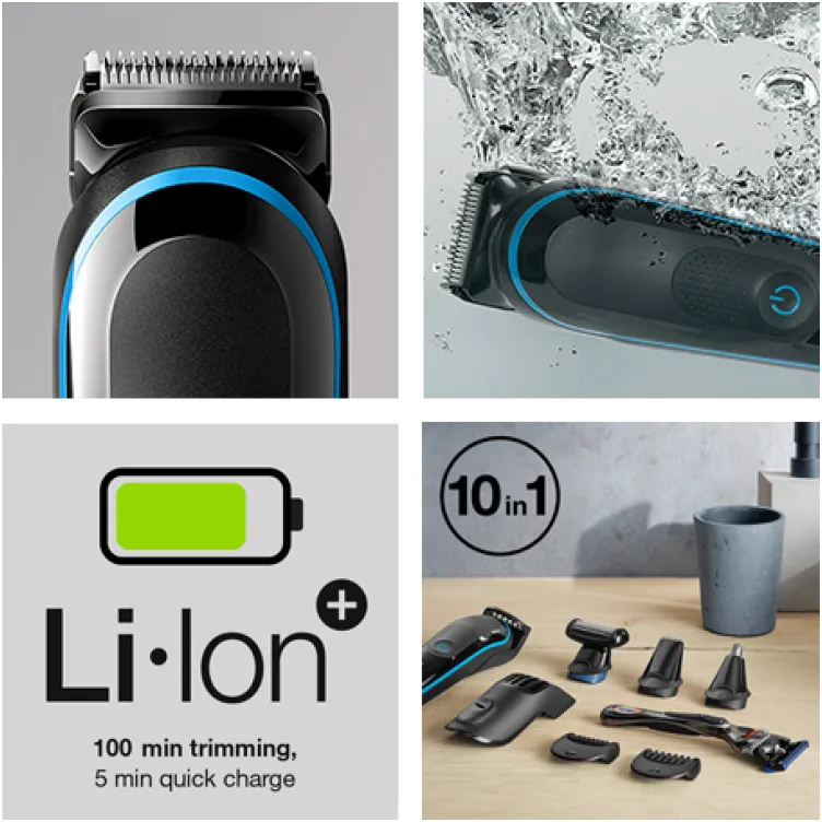 Brijač i univerzalni trimer 9u1 Braun MGK5080 Blk/Blu + RZR WBOX