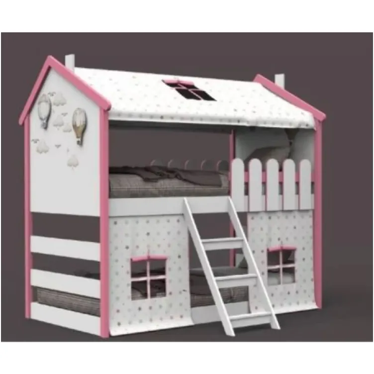 Krevet na sprat GARDEN belo roze