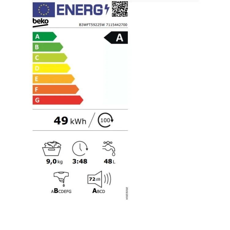 ProSmart inverter mašina za pranje veša BEKO B3WFT 59225 W 
