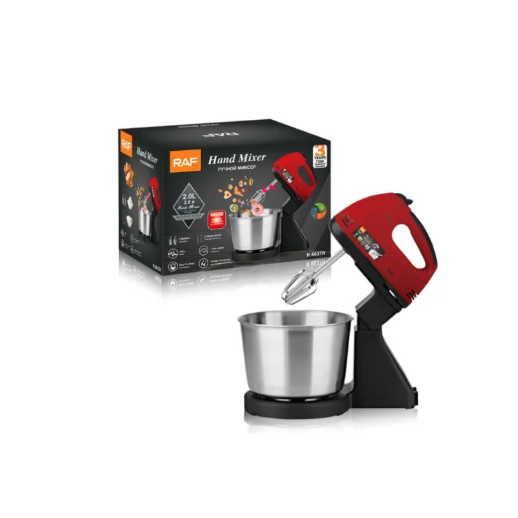 Ručni mikser sa posudom crvena/inox 270w 2l RAF R.6637R