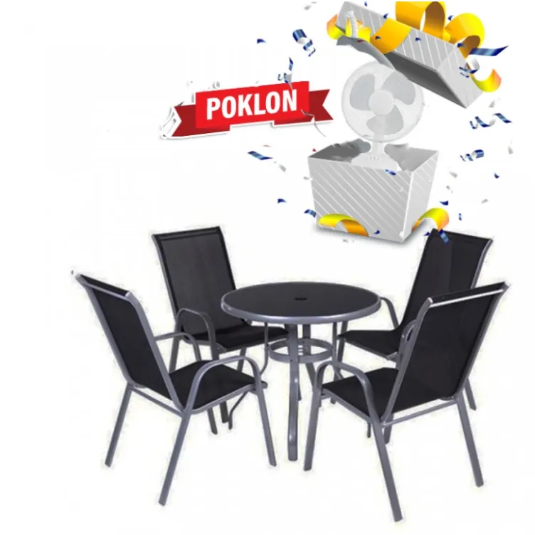 Baštenska garnitura Como crna + POKLON ventilator