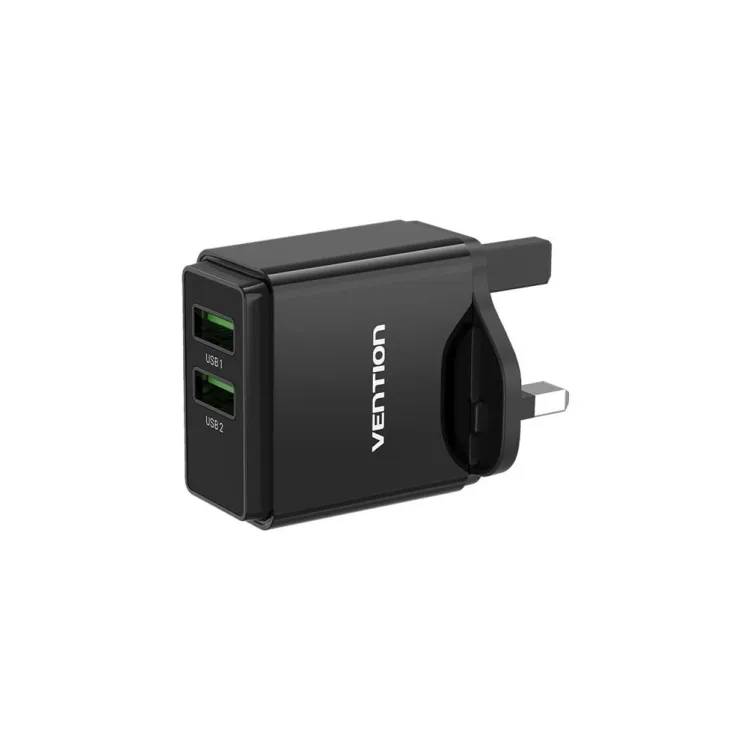 Punjac sa 2 ulaza USB A 18/18W - Crni (US prikljucak)