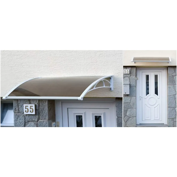 Nadstrešnica za vrata 82x120cm bela baza ploča bronza 6mm