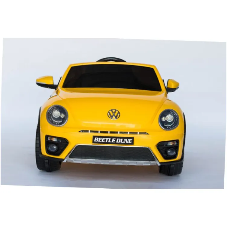 Dečiji autić na akumulator VW Buba sa kožnim sedištem i sa ojačanim PVC točkovima žuta