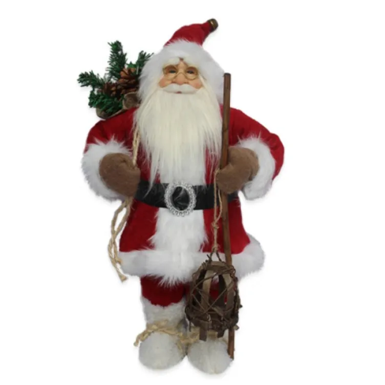 Deda Mraz sa džakom i fenjerom crveni 45cm