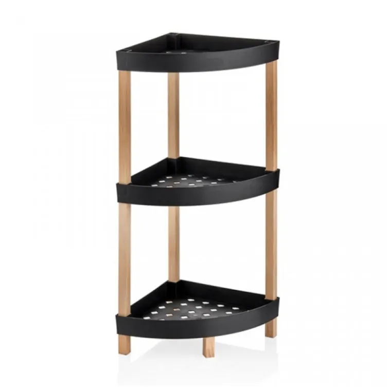 Drvena Ugaona  polica sa plastičnim pregradama Bienwood BIE7208