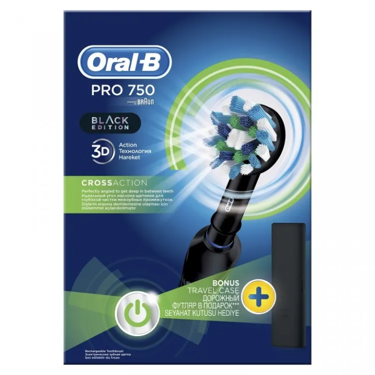 Električna četkica za zube Oral-B Pro 750 3D CrossAction Black Edition 