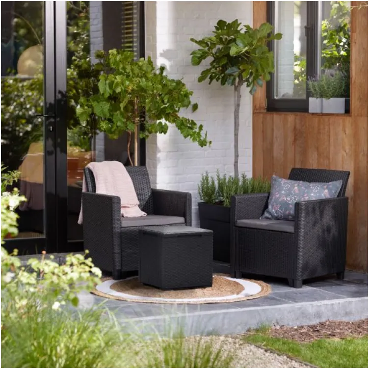 Baštenska garnitura Marie sa box stolom Vigo grafit