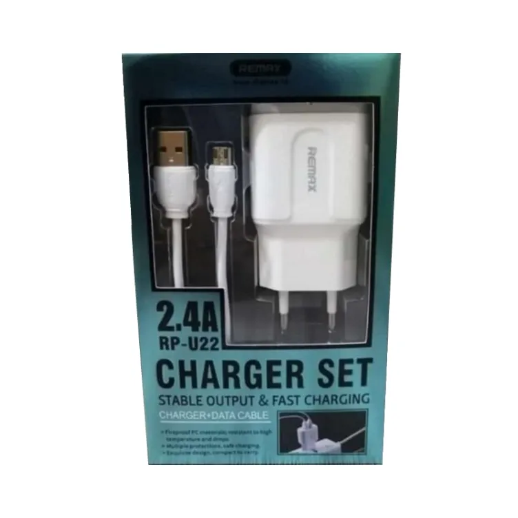 REMAX Strujni FAST punjač 2,4A 2x USB TIP C kabl 1m beli
