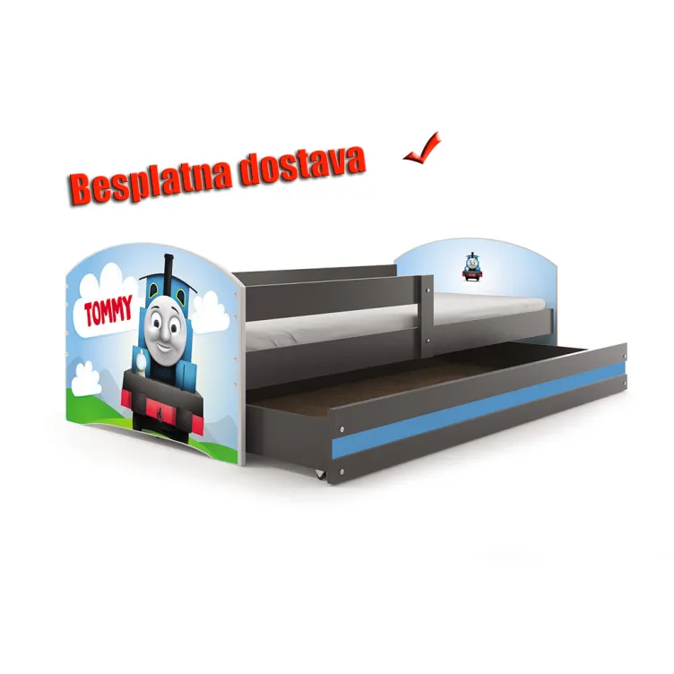 Dečiji krevet Lookie Graphite 160x80 cm sa dušekom dezen 10
