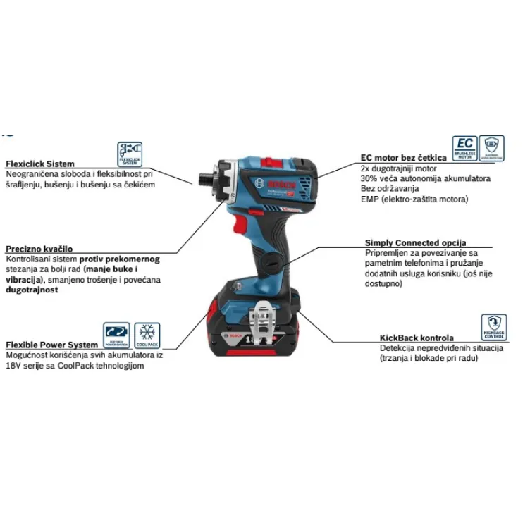 Bosch aku. bušilica - odvrtač GSR 18V60 FC set