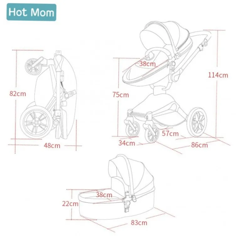 Hot Mom kolica grey 2u1 sportsko sediste+korpa