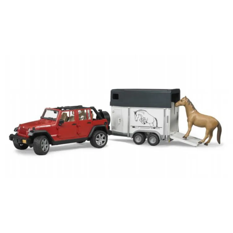 Jeep Wrangler  sa prikolicom za konje i fugurom BRUDER