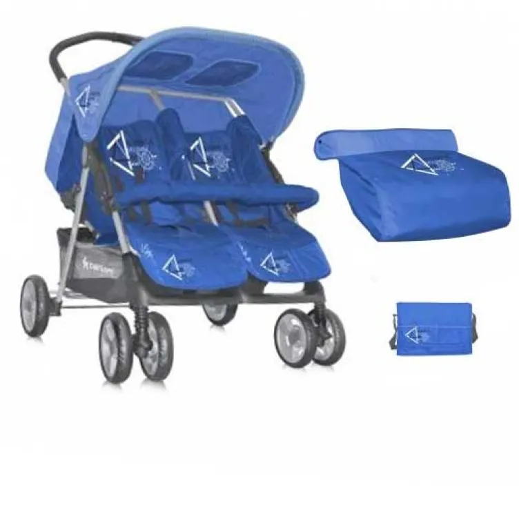 Dečija kolica za blizance Bertoni Twin Blue + torba