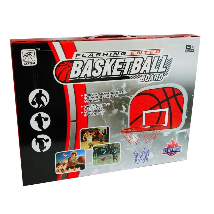 Košarkaška crvena tabla sa obručem i loptom za decu 
